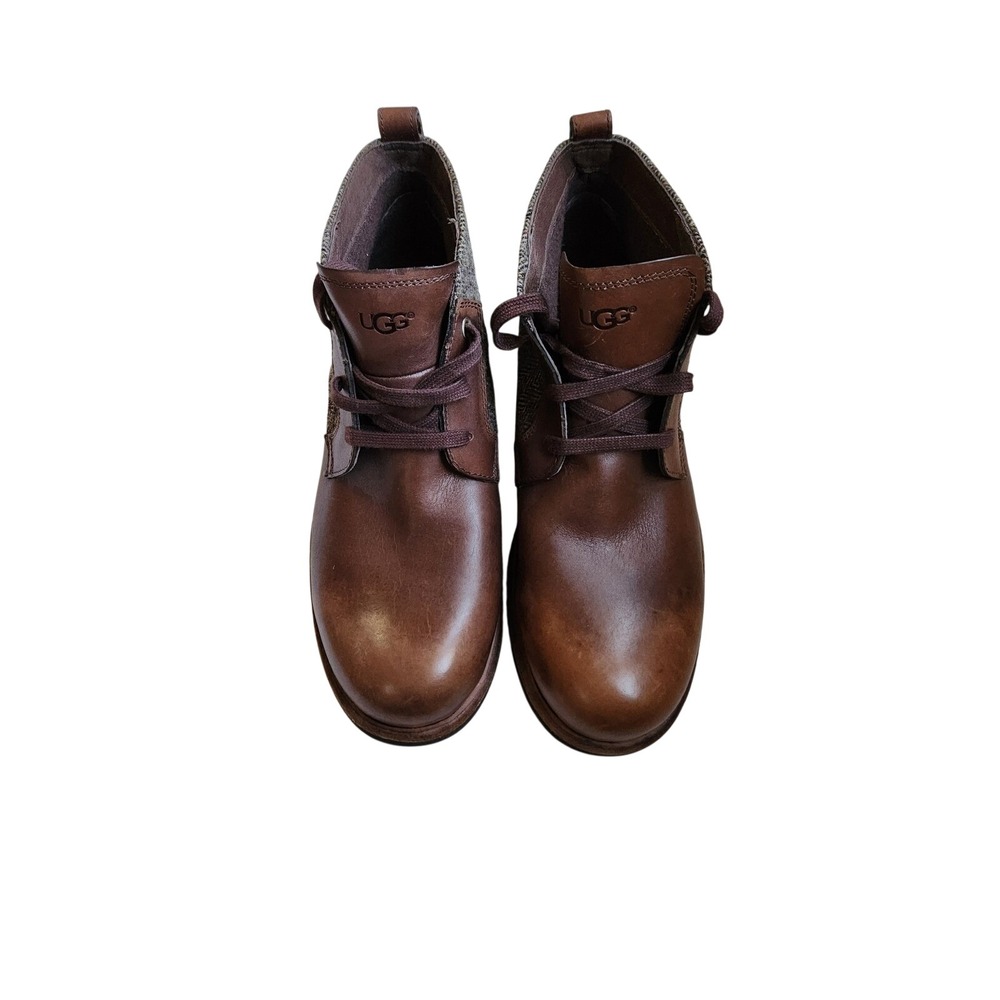 UGG Leighton Bomber Brown Leather‎ Tweed Chukka Boots Mens 9 1005174, NWB